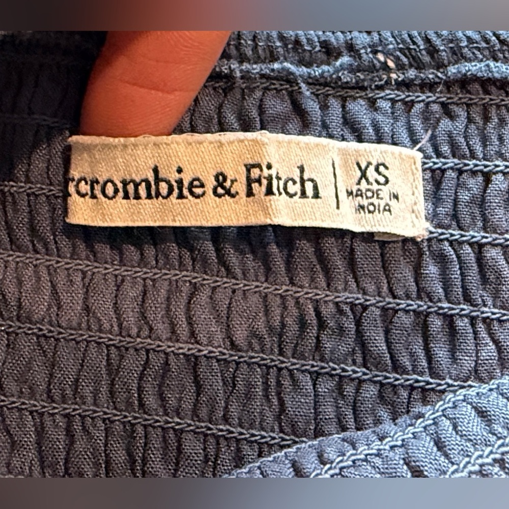 Abercrombie & Fitch Blue Polka Dot Smocked Flutter Sleeve Mini Dress XS - Picture 5 of 5
